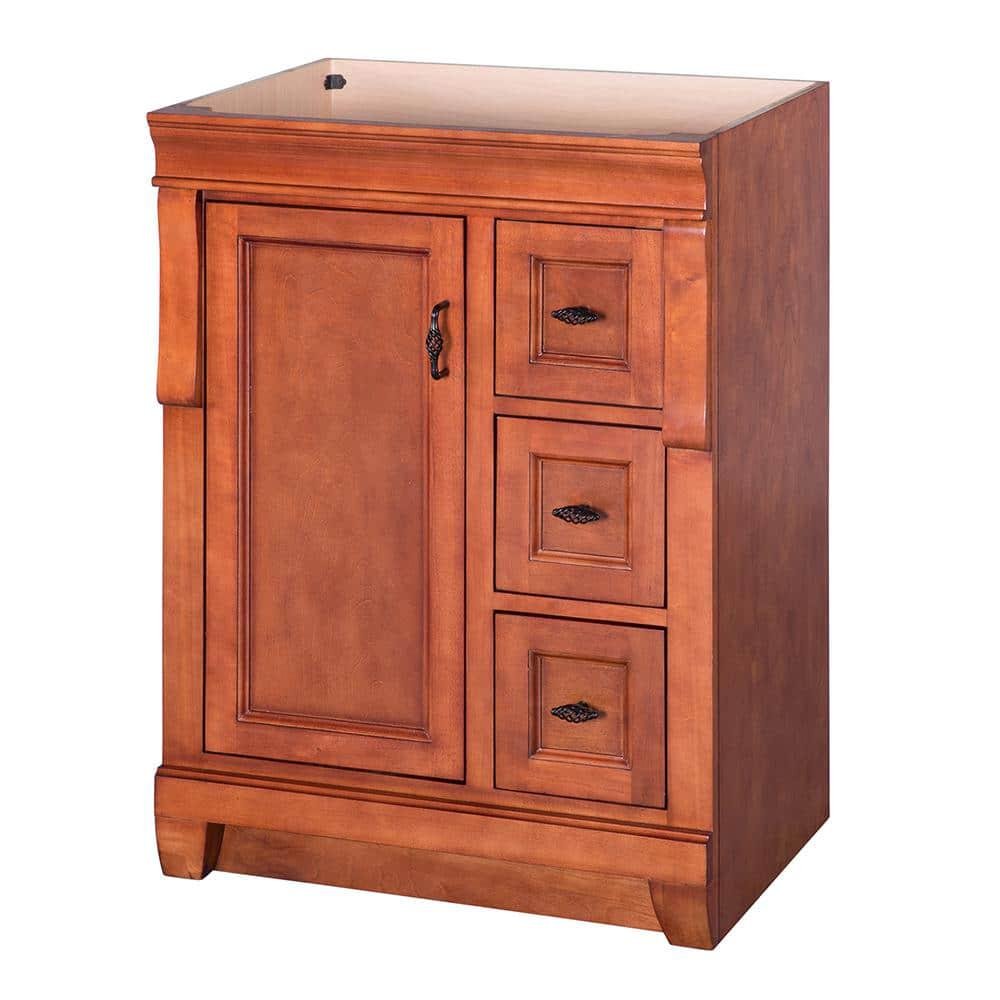 Home Decorators Collection Naples 24 in W Bath Vanity Cabinet Only in Warm Cinnamon with Right Hand Drawers