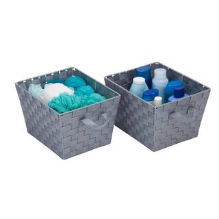 Honey-Can-Do 8 in. H x 10 in. W x 12 in. D Silver Fabric Cube Storage Bin 2-Pack STO-05088