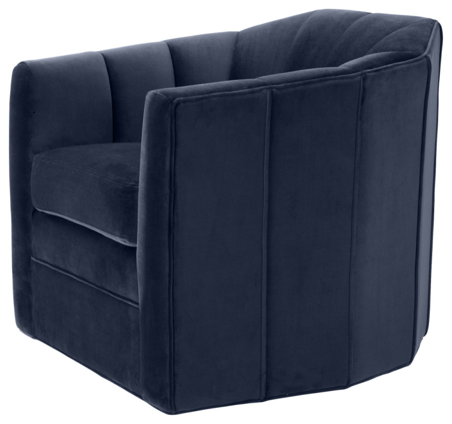 Midnight Blue Velvet Swivel Chair  Eichholtz Delancey   Contemporary   Armchairs And Accent Chairs   by Oroa   Distinctive Furniture  Houzz