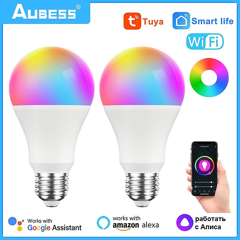 Aubess Tuya Wifi E27 B22 Smart Dimmable Bulb Rgbcw 100-240v Led Light Smart Life App Control