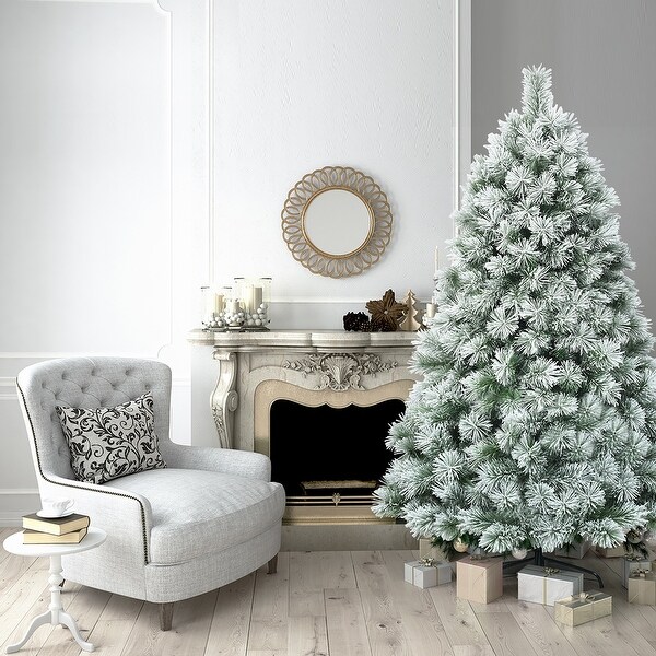 Costway 6ft or 7ft Premium Hinged Artificial Christmas Tree Snowy Pine