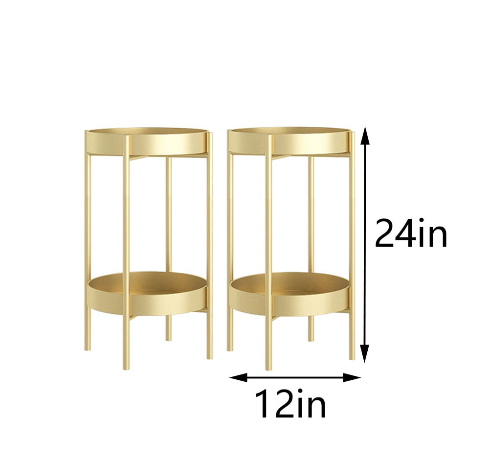 2pcs Plant Stand Indoor Outdoor - Flower Pot Holder Metal Plant Rack Organizer, 2 Tiers Tall Plant Display Storage Shelf Table For Home Garden Patio Bathroom Office Living Room Balcony Corner