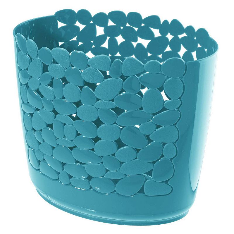 mDesign Plastic Slim Oval Wastebasket， Pebble Stones Design -  Navy Blue