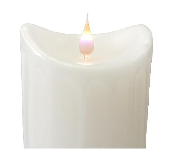 Prelit Led Simplux Flameless Wax Pillar Candle With Moving Flame White