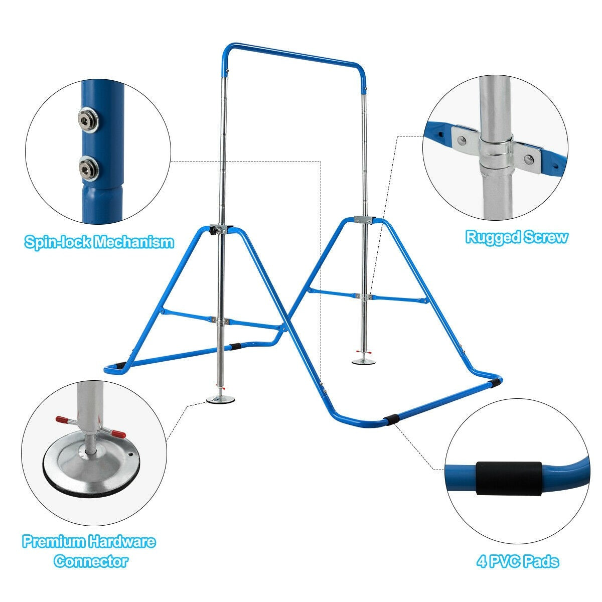 Costzon Expandable Gymnastics Training Bar,3 to 4.5 FT Height Adjustable Junior Horizontal Kip Bar