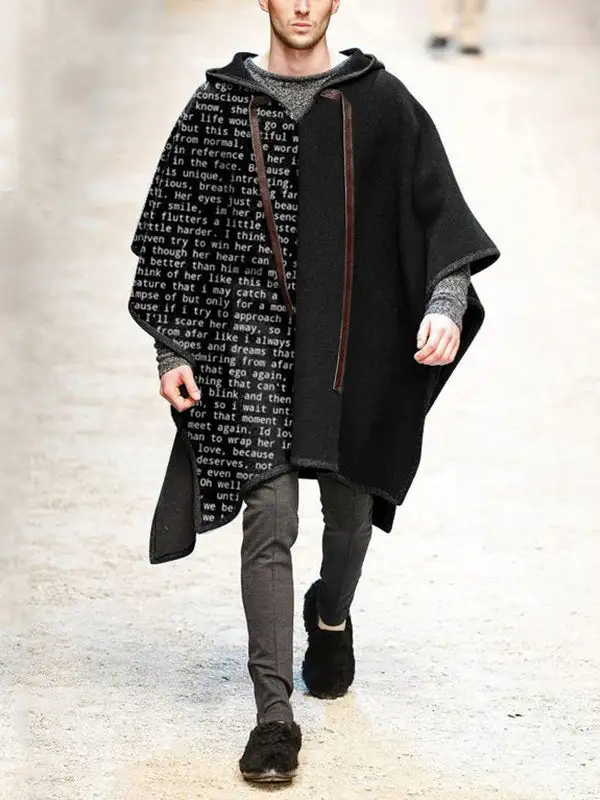 Men's Cape and Shawl Pullover Cape Woolen Coat