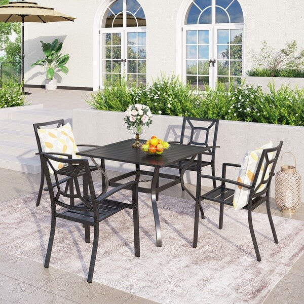 5piece Outdoor Ecoated Patio Dining Set with Stackable Chairs