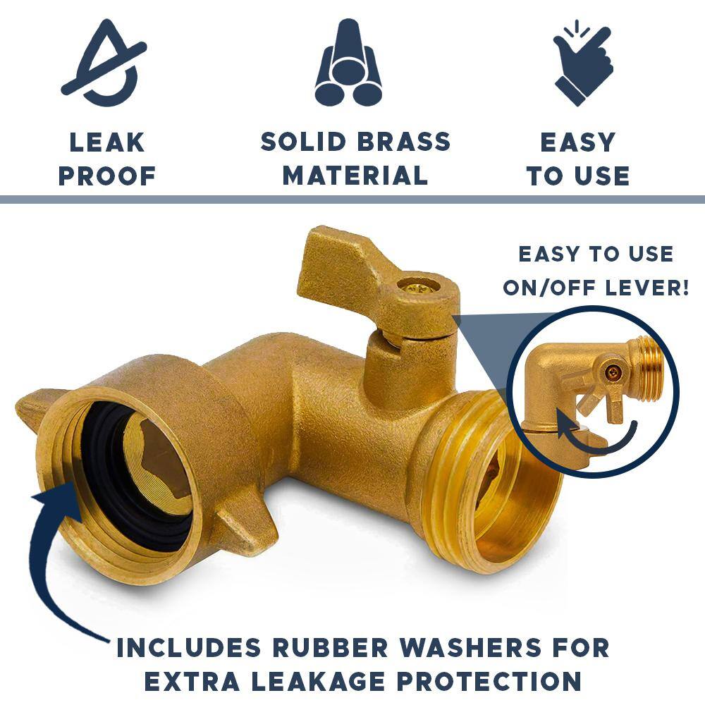 Morvat 90-Degree Solid Brass Garden Hose Elbow Connector with OnOff Shutoff Valve MOR-BELBOW-2-A