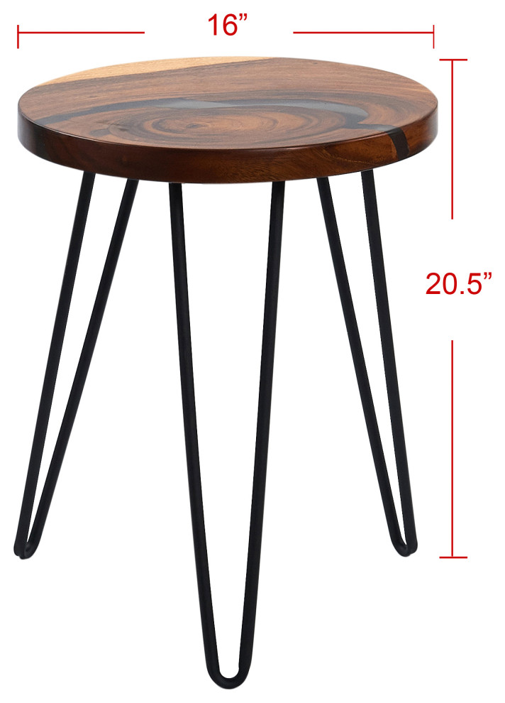 Round Epoxy Resin  ampWood Side Table   Contemporary   Side Tables And End Tables   by BNF Home  Houzz