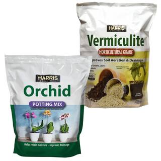 Harris 8 Qt. Premium Horticultural Vermiculite for Indoor Plants and 4 Qt. Premium Orchid Potting Mix VERM-ORCHID