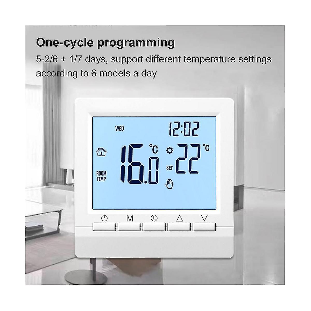 Thermostat With Backlight Lcd Screen Wall Room Heating Temperature Controller -blue Light