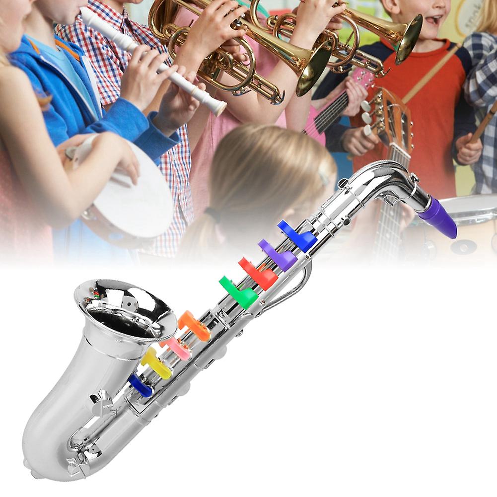 Plastic Children Saxophone Toy Mini Saxophone Sax Children Musical Instrument Toy Giftsilver