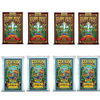 FOXFARM pH Adjusted Happy Frog Soil and Ocean Forest Plant Garden Soil (4-Pack) 4 x FX14047 + 4 x FX14000