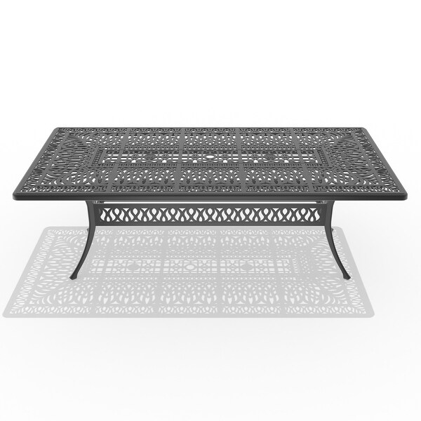 86.61 in. (L) x 42.32 in. (W) Black Rectangle Cast Aluminum Dining Table