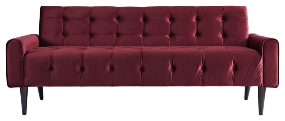 Elsie Maroon Living Room Set Performance Velvet Set of 3   Midcentury   Living Room Furniture Sets   by V.S.D Furniture  Houzz