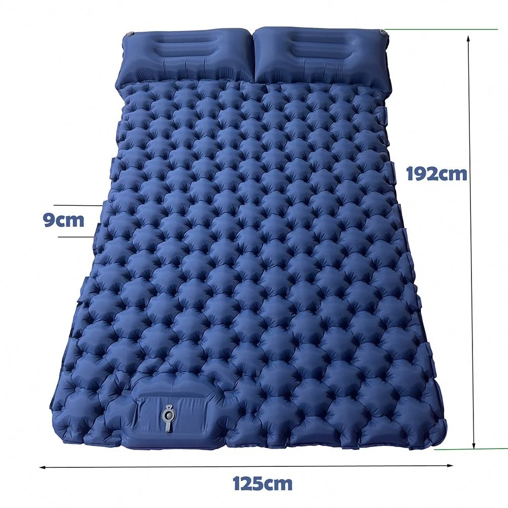 Inflatable Double Sleeping Pad With Pillow 2 Person Camping Mat Air Mattress Ultralight For Tent Outdoor