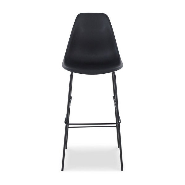 Mira 30 Inch Barstool， Set of 2， Curved Bucket Seat， Black Metal Frame