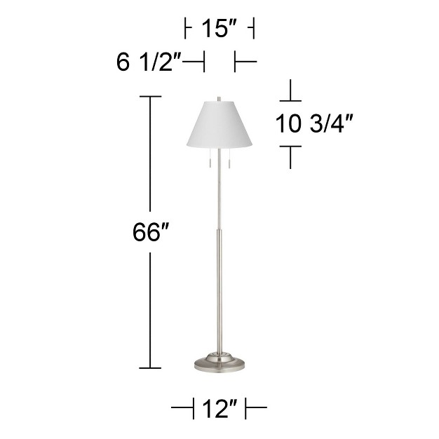 Tall Brushed Steel Silver White Linen Empire Shade For Living Room Bedroom Office House Home Decor