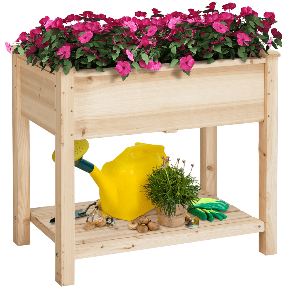 Topeakmart 34" x 18" x 30" Beige Fir Planter Box