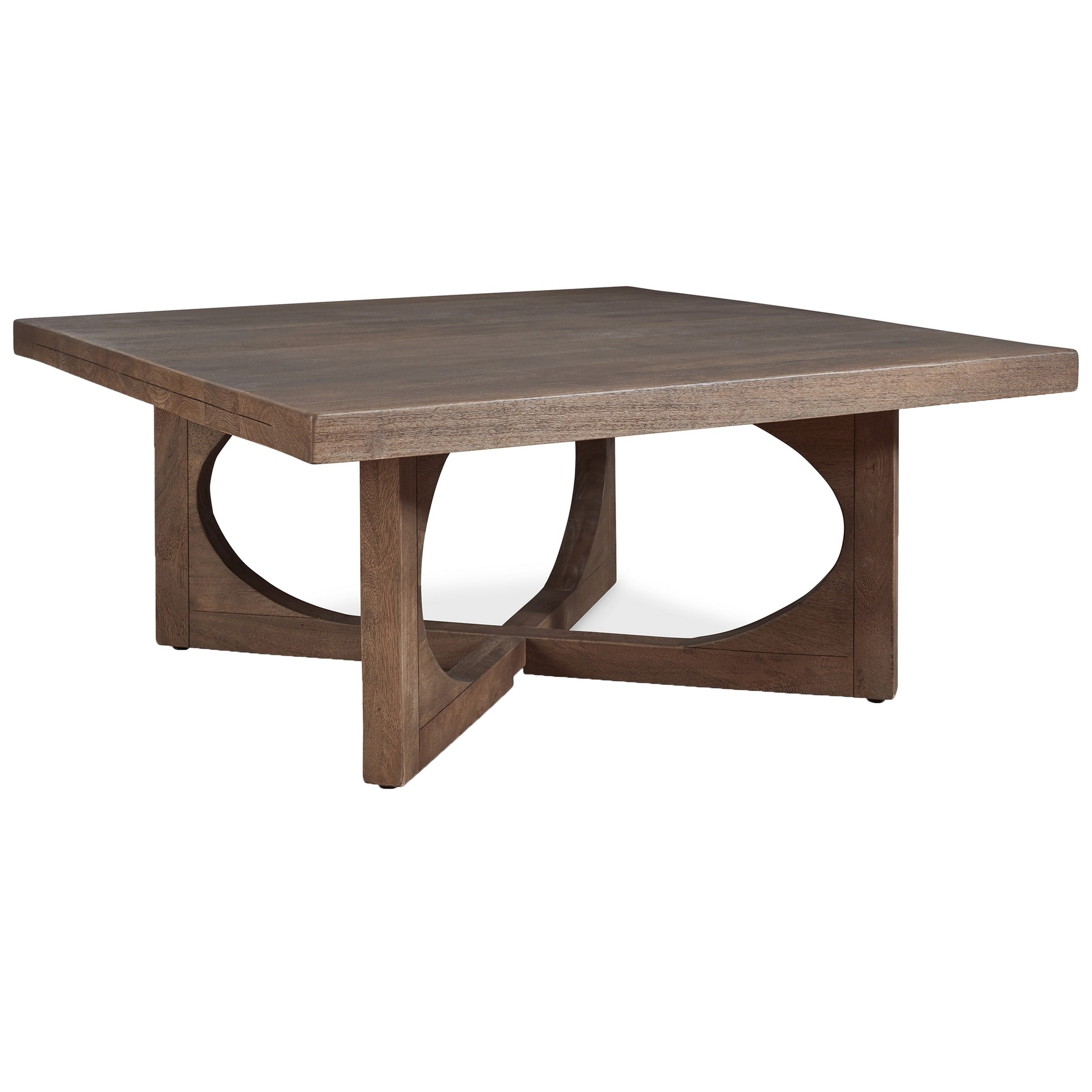 Modern 40 Inch Coffee Table， Open Style Frame， Spacious Brown Tabletop