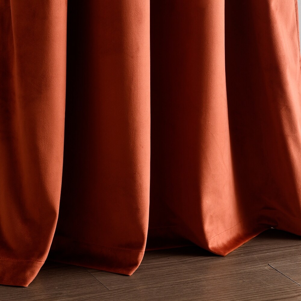 Lush Decor Prima Velvet Solid 100 Percent Lined Blackout Grommet Window Curtain Panel Single