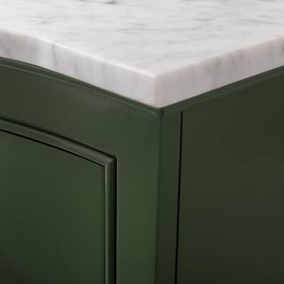 SUDIO Monroe 36 in. W x 22 in. D x 33.7 in. H Bath Vanity in Evergreen with White Marble Top Monroe-36EG