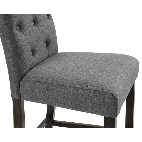 Leviton Solid Wood Tufted Asons Counter Height Dining Chair in Gray， Set of 2