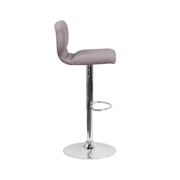 Offex Contemporary Gray Fabric Adjustable Height Barstool with Chrome Base