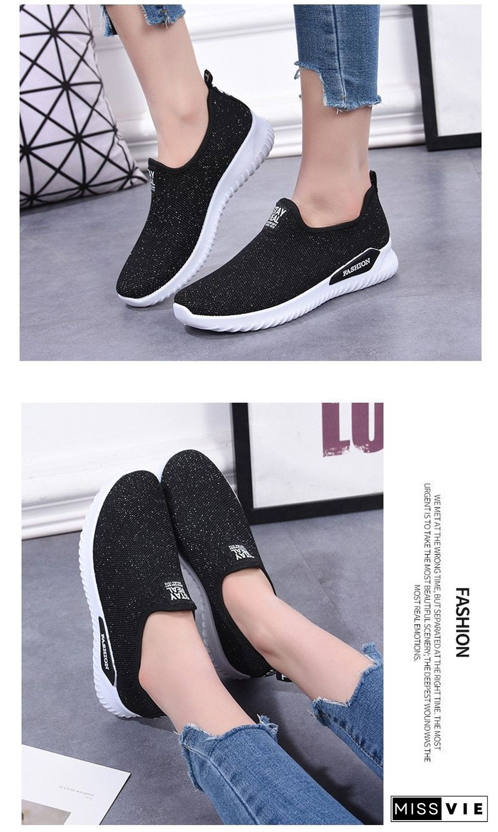 Women Sneakers Fashion Sock Shoes Female Vulcanized Shoes Casual Slip On Flats