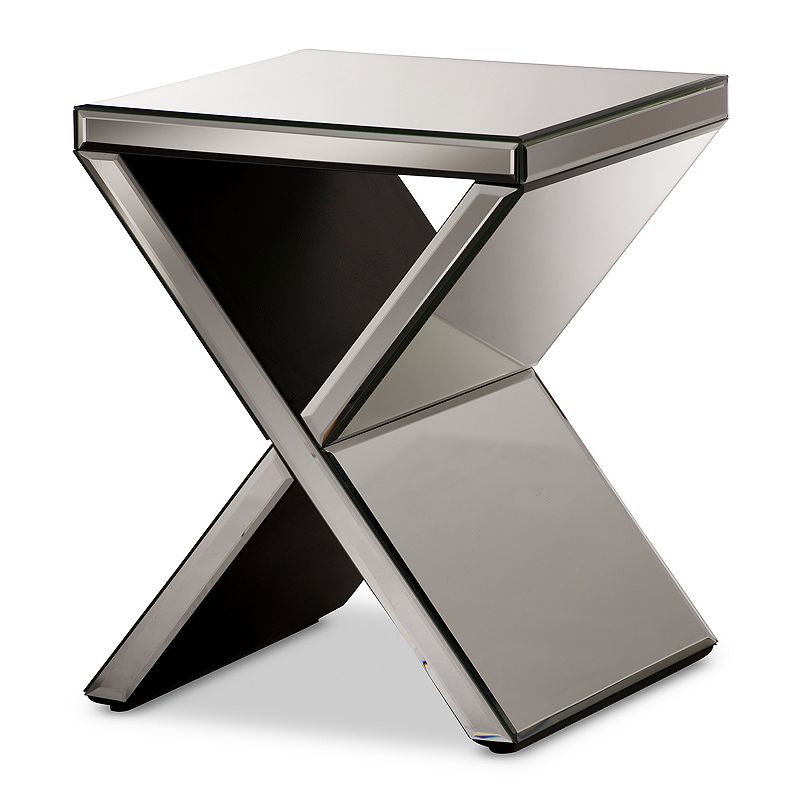 Baxton Studio Morris Mirrored Accent End Table