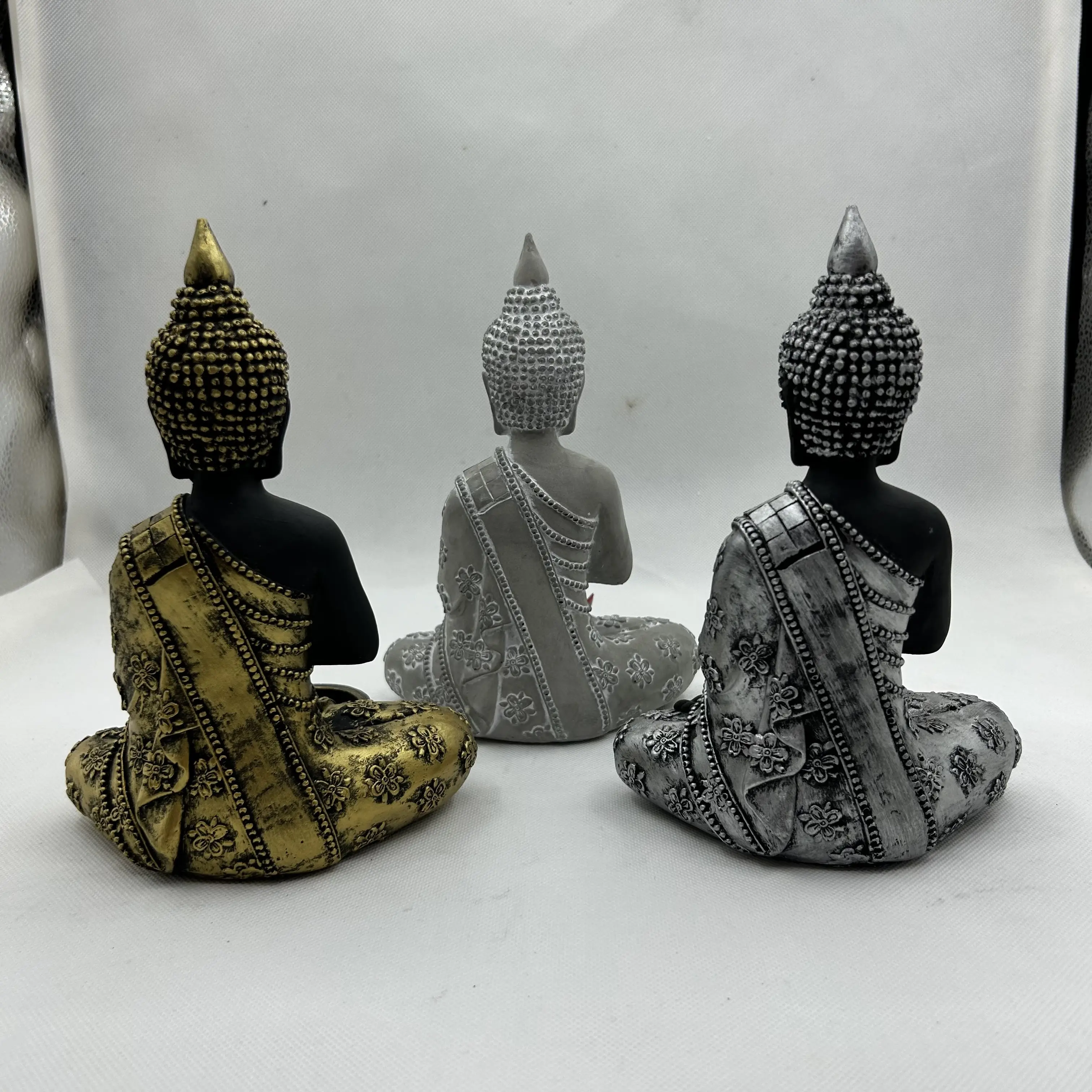 Custom Buddha Figure Sculpture Cement Artificial Flowers Plant Pots Garden Supplies for Garden Decor