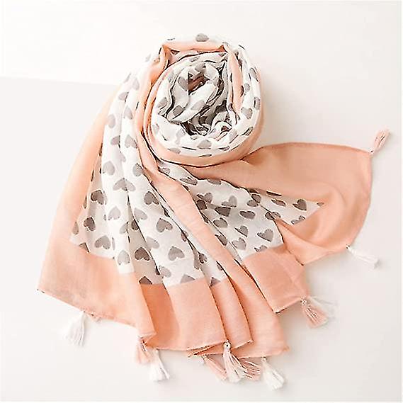 Women's Scarf And Fringe Heart Print Valentine's Day Mother's Day Gift Ideas1pcs-multicolor