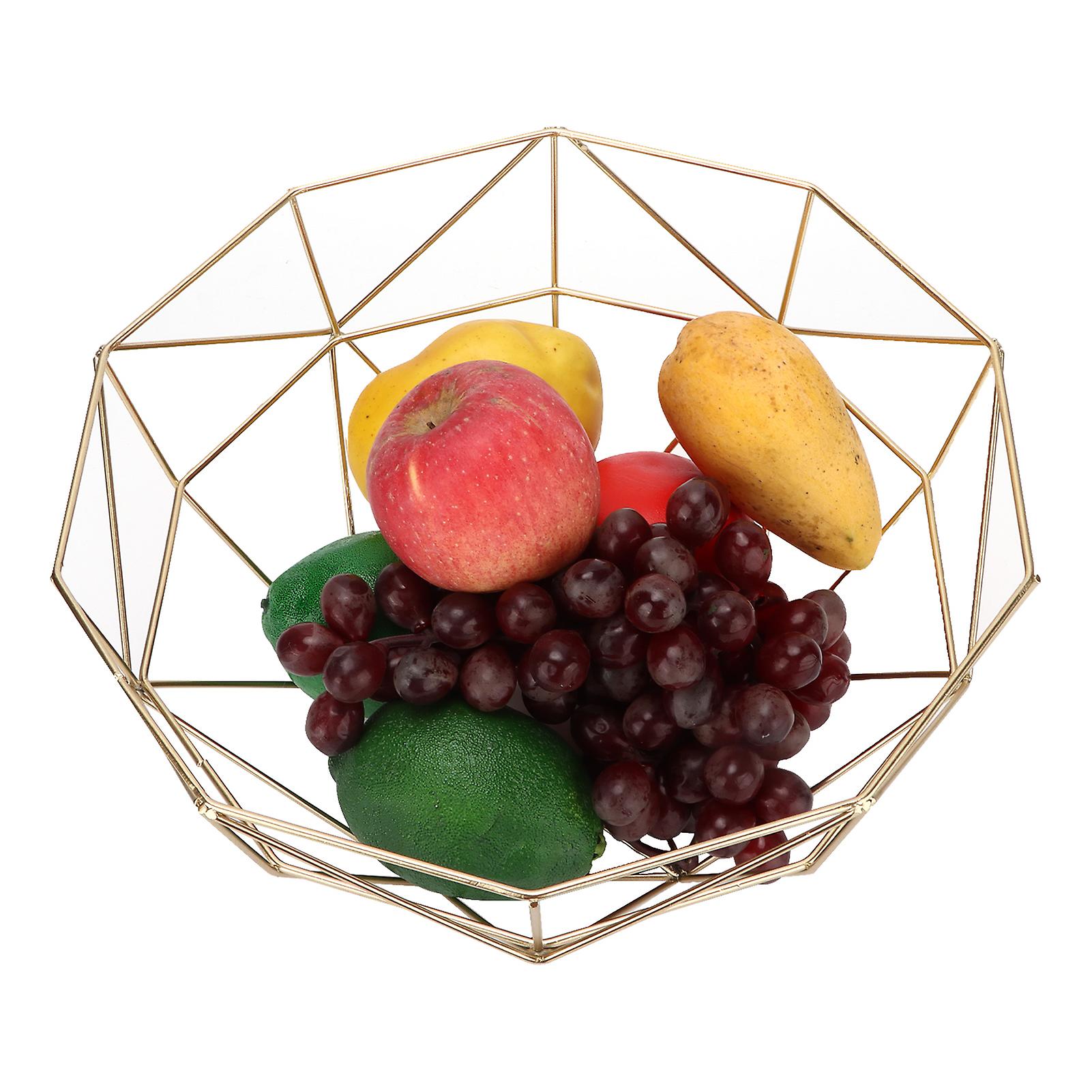 Fruit Bowl Modern Simple Wrought Iron Hollow Design Clean Easily Aureate Wire Basket For Storing Bread