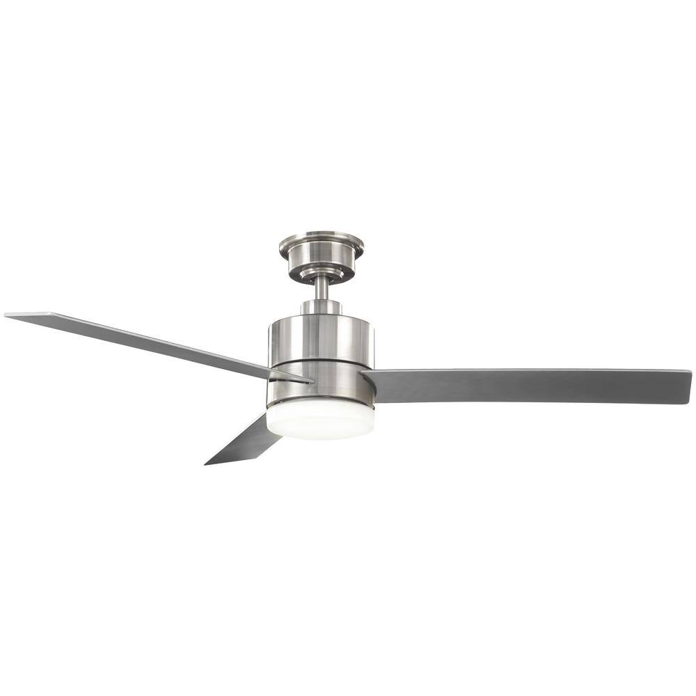 Hampton Bay Madison 52 in. Integrated LED Brushed Nickel Ceiling Fan with Light and Remote Control with Color Changing Technology AK30A-BN