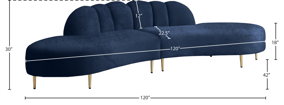 Divine Tufted Velvet Upholstered 2 Piece Sectional   Midcentury   Sectional Sofas   by Meridian Furniture  Houzz