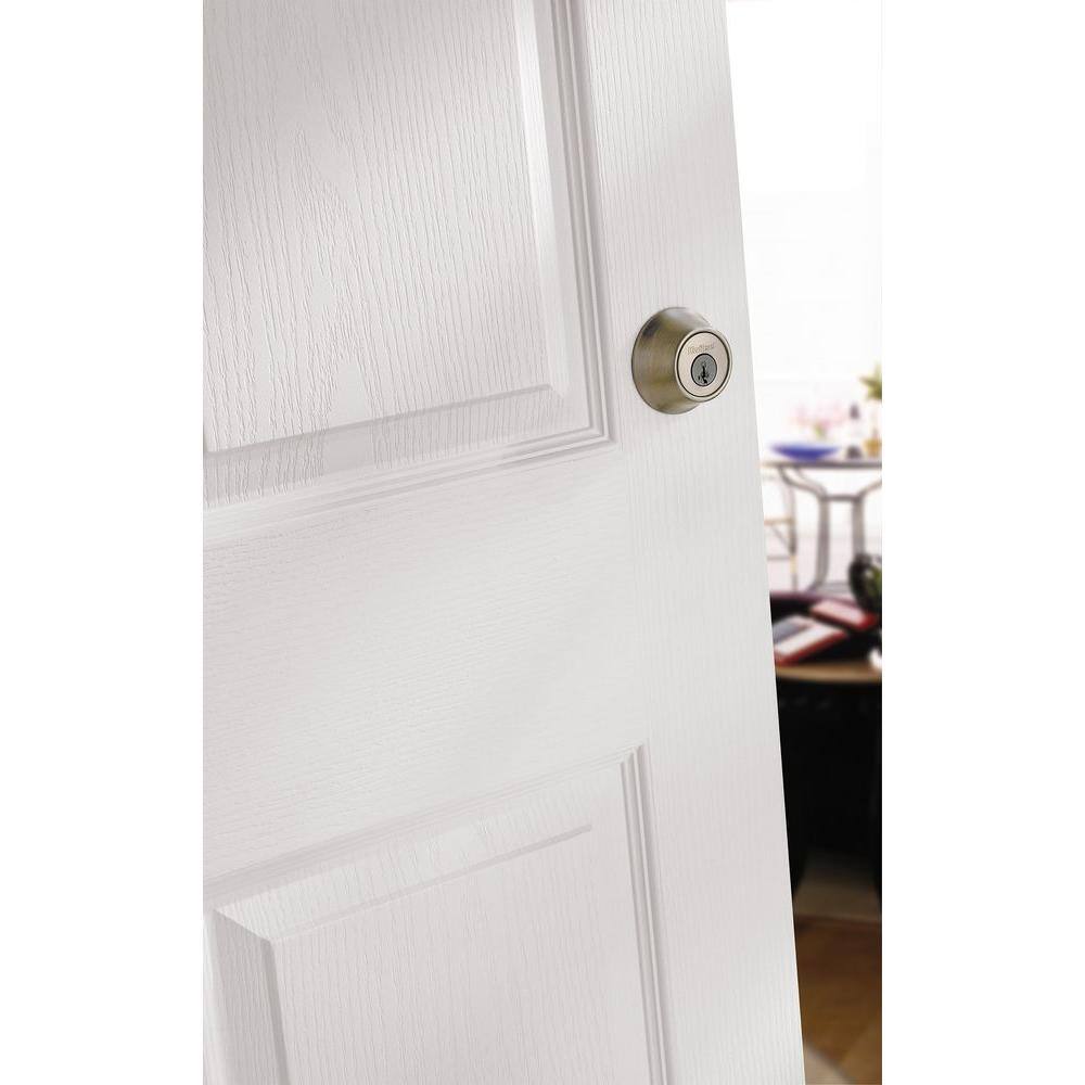 Kwikset 660 Satin Nickel Single Cylinder Deadbolt Featuring SmartKey Security and Microban Technology T66015SMTCPK6V2