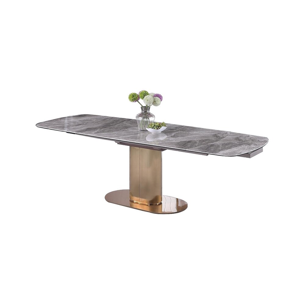 Somette Extendable Marbleized Ceramic Top Dining Table w/ Steel Base