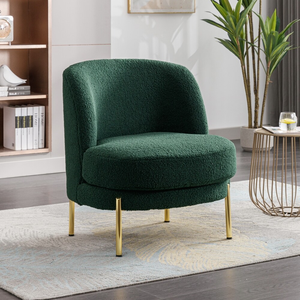 Boucle Upholstered Accent Chair With Gold Legs