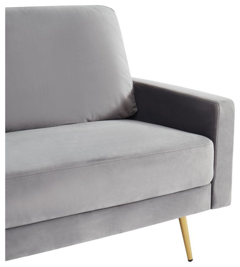 Divani Casa Huffine Modern Velvet and Metal Upholstered Sofa in Gray/Gold   Midcentury   Sofas   by Homesquare  Houzz