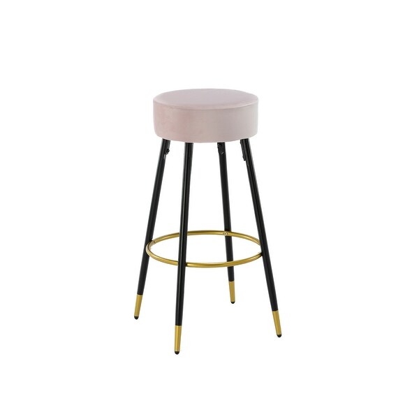 Modern Set of 2 Counter Height Bar Stools with Golden Footrest