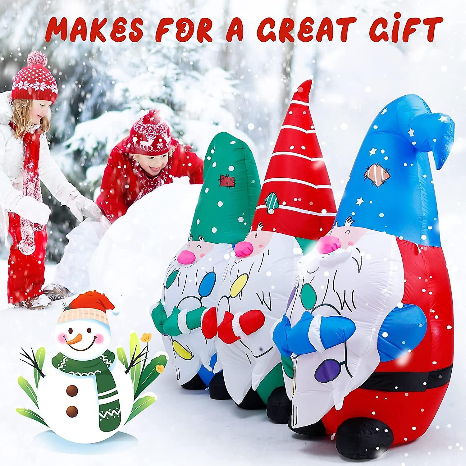 Christmas Inflatables Outdoor， Christmas Gnomes Blow Up Yard Decorations With Built-in Led Lights， Extra Large Gnome Inflatable Yard Light-up Decor Fo