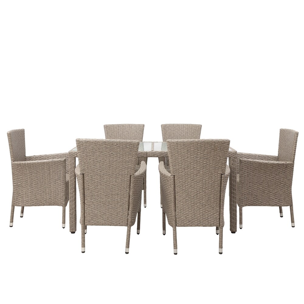 7 Pieces Outdoor Wicker Patio Dinning Table Set