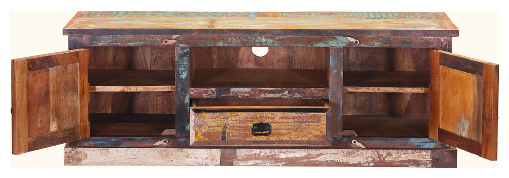 Rustic Pioneer Reclaimed Wood TV Console Entertainment Cabinet   Farmhouse   Entertainment Centers And Tv Stands   by Sierra Living Concepts Inc  Houzz