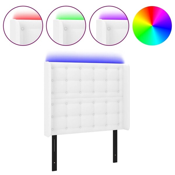 vidaXL LED Headboard Bed Headboard Bedroom Upholstered Headboard Faux Leather - - 37963309