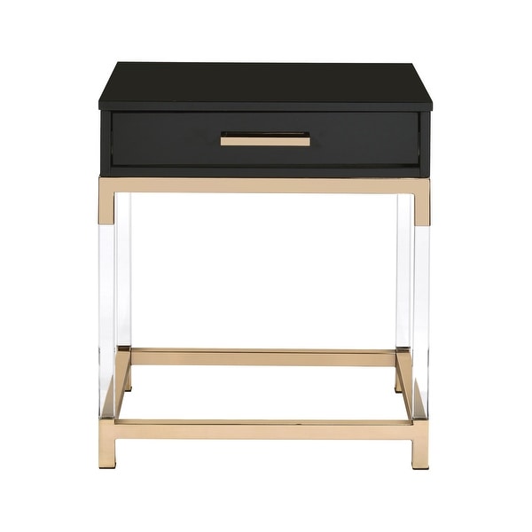 ACME Adiel Rectangular End Table in Black and Gold