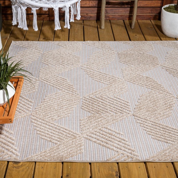 Jazz High low Pile Art Deco Geometric Indoor outdoor Area Rug Jonathan Y