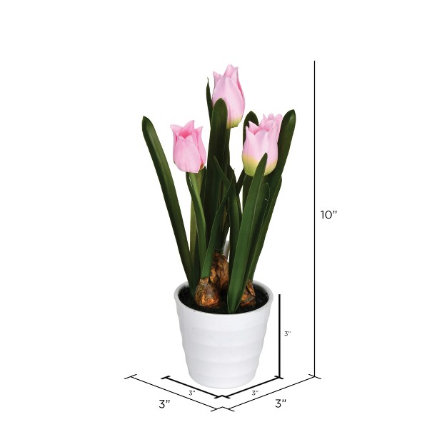 Artificial Pink Potted Tulip， Pack Of 2