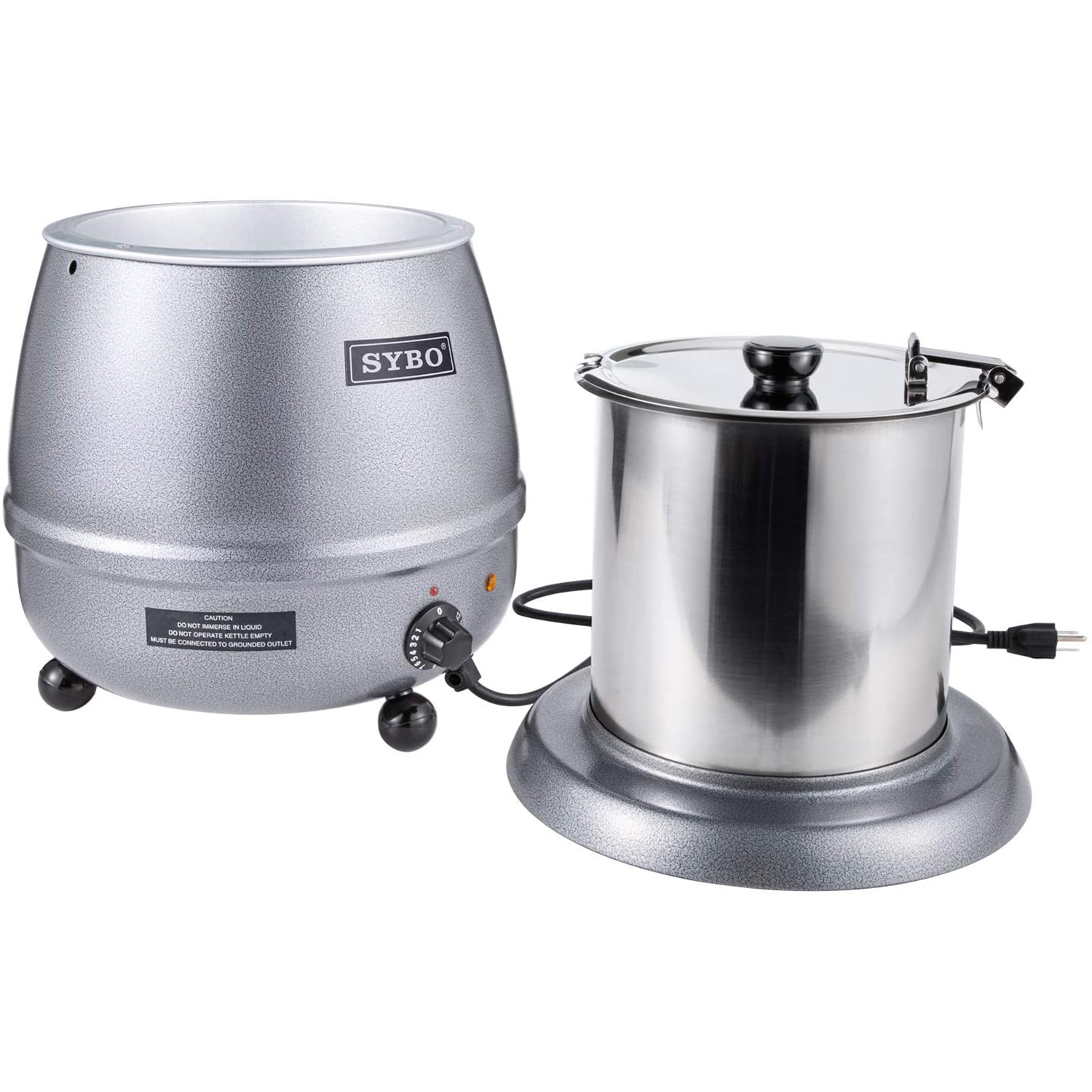 Sybo 10.5 Quart Electric Soup Warmer Commercial Crock Pot with Hinged Lid， Silver