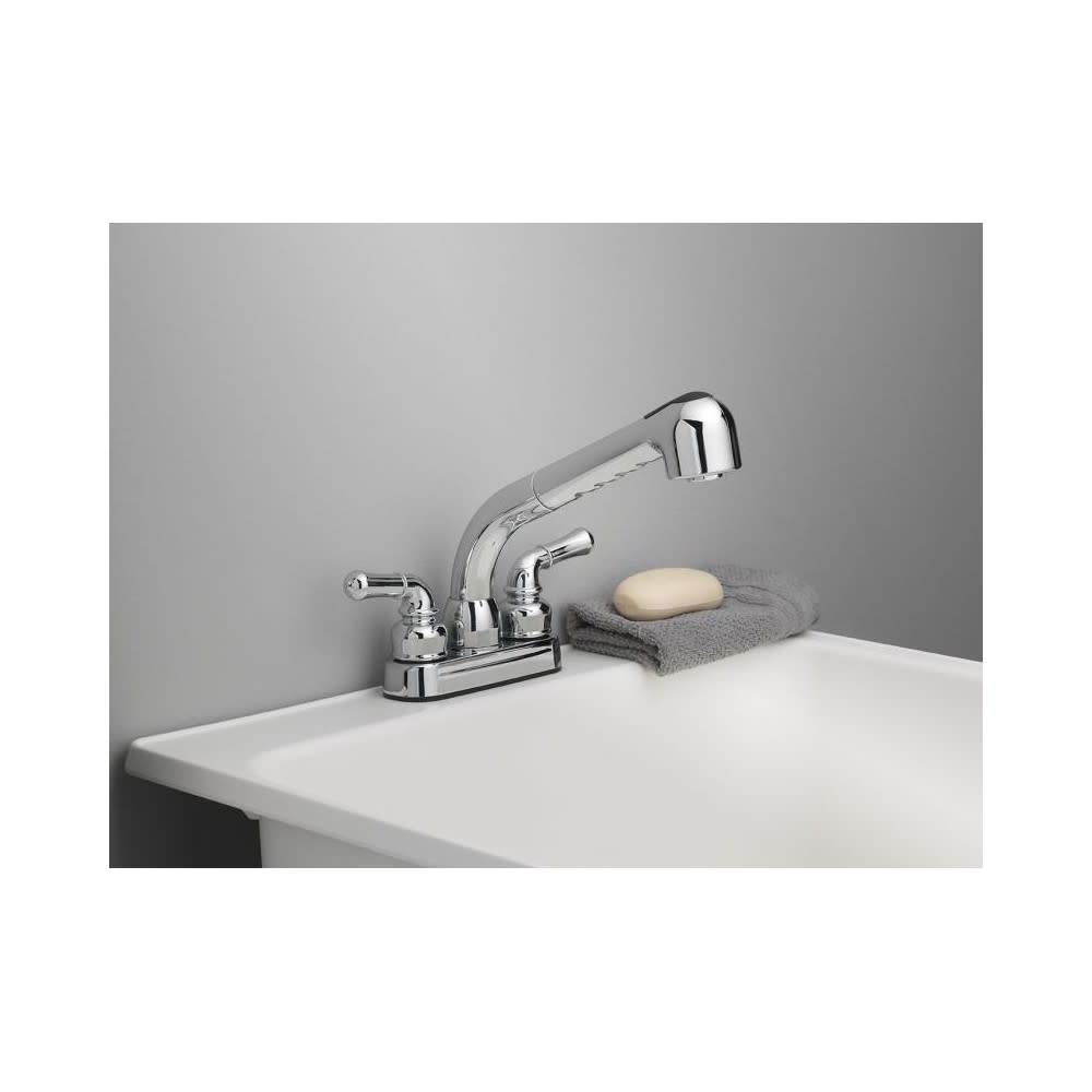 Homewerks Pullout Laundry Faucet Chrome 2 Handle ;