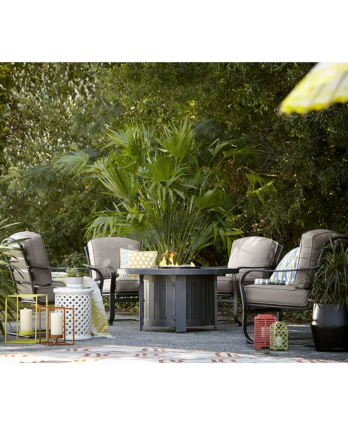 Agio CLOSEOUT! Marlough Wide Slat C-Spring Chair with Outdoor Cushions